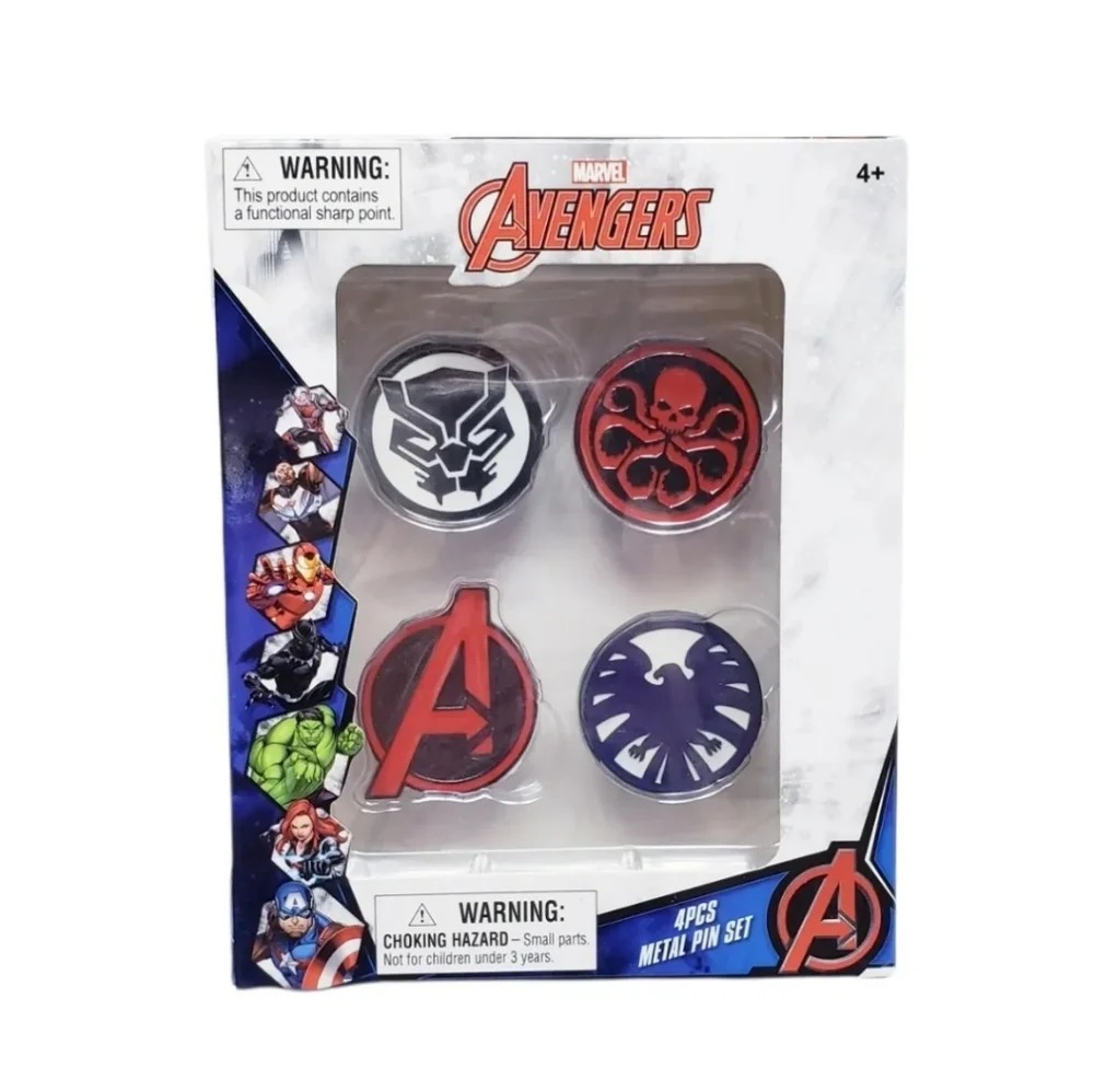 Marvel Avengers 4Pcs Metal Pin Set Logos Shield Avengers Hydra Black Panther New